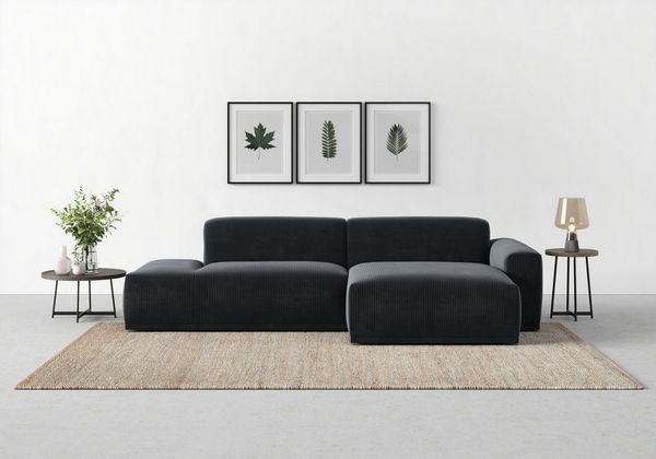 TRENDMANUFAKTUR Ecksofa Braga, mit hochwertigem Kaltschaum, L-Form, in Cord erhältlich, modernes Sofa, Couch mit hohem Sitzkomfort, 275/72/160 cm (B/H/T)