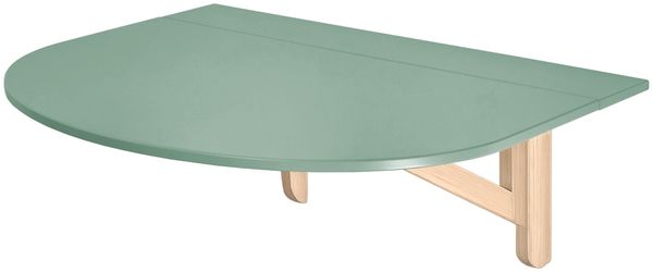 Wandklapptisch Halboval Klapp, 100x75 cm, für 2 Personen, Salbeigrün, Klapptisch und klappbares Regal, kleiner Schreibtisch, Ragaba