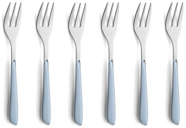 Kuppels PRISMA Kuchengabel Set 6-teilig himmelblau mattiert