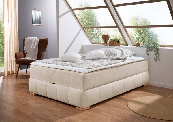OTTO home Boxbett Wehma, ohne Kopfteil, inklusive Topper und Bettkasten