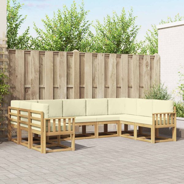 vidaXL Outdoor-Sofagarnitur mit Kissen 9 pcs Weiß und Creme 3388214