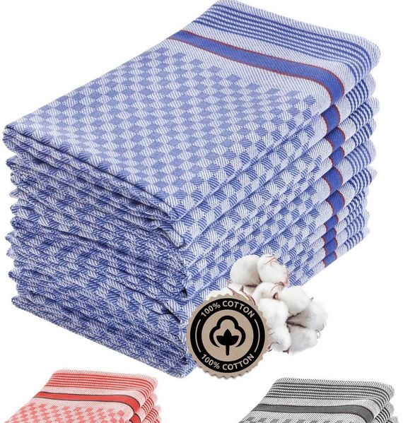 Zestri Geschirrtuch 10er-Set Grubentücher 45x90 cm Geschirrtücher Baumwolle Grubenhandtuch, (10 Stück), modernes Design kariert, saugstark, Geschirrhandtuch Küchenhandtuch
