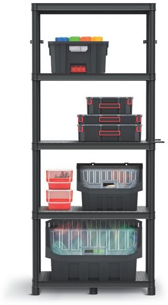 Keter Standregal KSS75L5HD-S411 Stackaro 75 bis 220 kg, max. Gesamtbelastung 220 kg, 5 Fachböden, Wandmontage