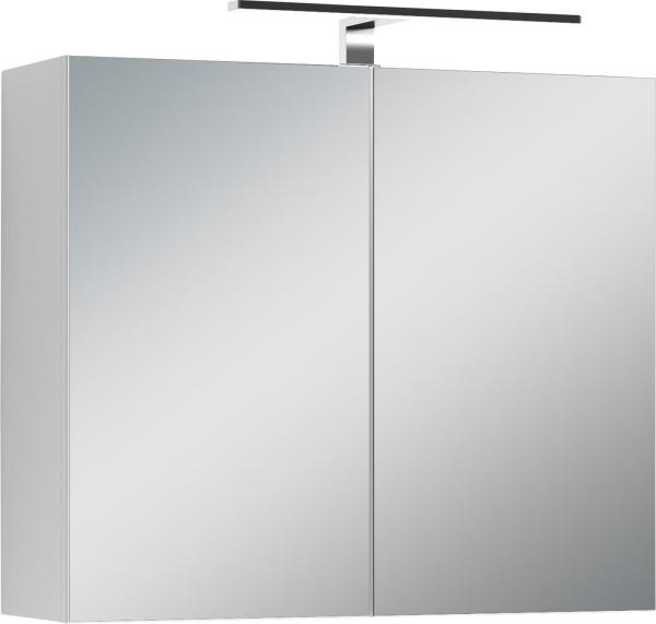 byLiving 'Spree' Spiegelschrank mit Soft-Close-Funktion und LED-Beleuchtung, Holz weiß, 60 x 20 x 70 cm