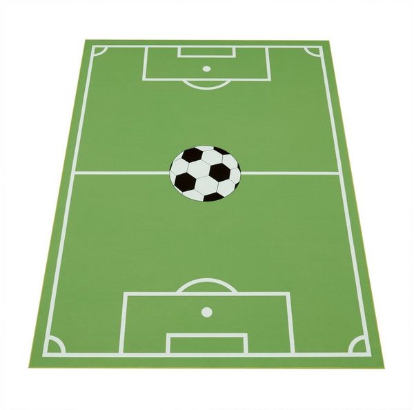 KADIMA DESIGN Kinderteppich waschmaschinenwaschbar Fußballfeld‑Muster Kinderzimmer Kinderteppich, Rechteckig, Höhe: 4 mm, 100% Polyester, Rücken aus Felt + Dots, Rechteckig, 80x150cm, Grün