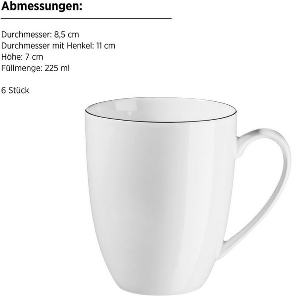 MÄSER Becher Felise, 6-tlg, Porzellan