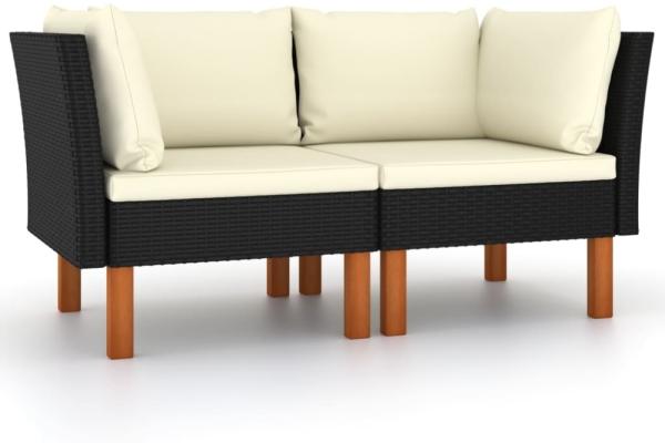 vidaXL Ecksofas 2 Stk. Poly Rattan und Eukalyptus Massivholz 315767