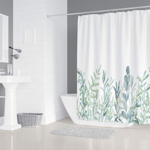 M&W DAS DESIGN Duschvorhang Shower curtains Anti schimmel Waschbar Grüne Pflanzen Breite 120 cm