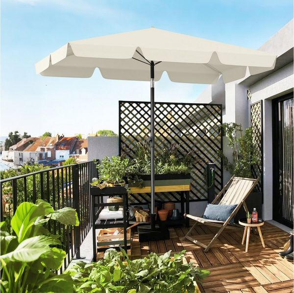 Sekey Sonnenschirm 200 x 125 cm Balkonschirm Rechteckig Sonnenschirm mit Schutzhülle, LxB: 200x125 cm, Abknickbar, Sonnenschutz UV50+, Marktschirm für Terrasse, Garten