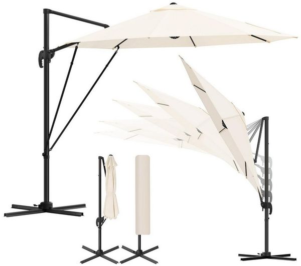 Woltu Sonnenschirm, Sonnenschutz UPF 50+, 360° drehbar, Sonnenparasol Aluminium Stahl