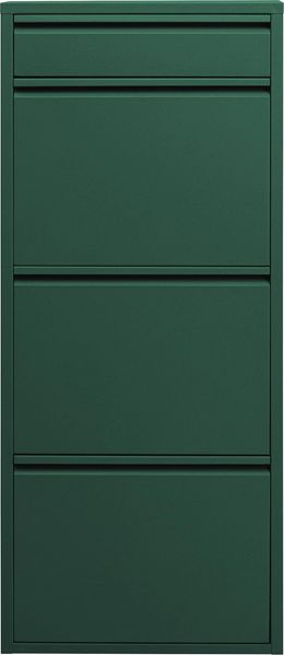 Kare Design Schuhschrank Caruso 3+1, Grün, schmal, platzsparend, 119 x 50 x 15 cm, mit Schlüsselfach, Schuhkipper, Stahl, mit Platz für 6 Paar Schuhe, Flur
