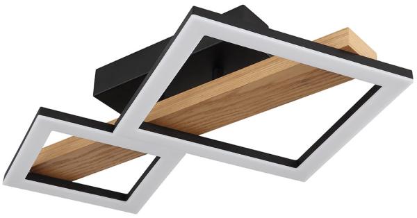 LED Deckenleuchte, Holz, Quadrate schwarz, L 48 cm