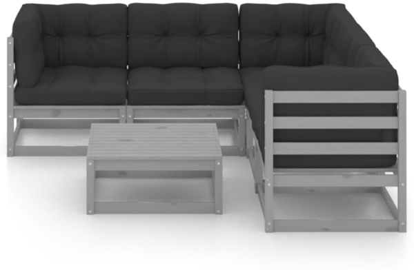 vidaXL 6-tlg. Garten-Lounge-Set mit Kissen Massivholz Kiefer 3076781 Bild 4