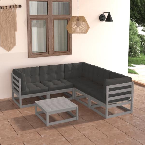 vidaXL 6-tlg. Garten-Lounge-Set mit Kissen Massivholz Kiefer 3076781 Bild 1