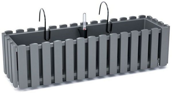 Prosperplast Blumenkasten Boardee Fencycase, Balkonkasten mit Aufhängung 58cm Weiß/Grau/Braun/Anthrazit