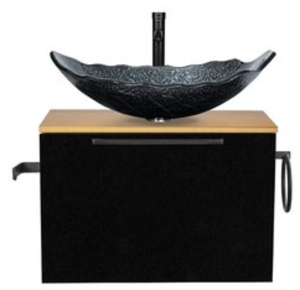 Puluomis Badezimmer-Set Waschbeckenunterschrank 60cm mit Waschbecken, (mit Handtuchring, Klopapierhalter) Bild 6