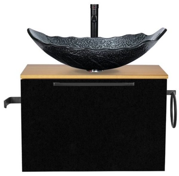 Puluomis Badezimmer-Set Waschbeckenunterschrank 60cm mit Waschbecken, (mit Handtuchring, Klopapierhalter) Bild 4