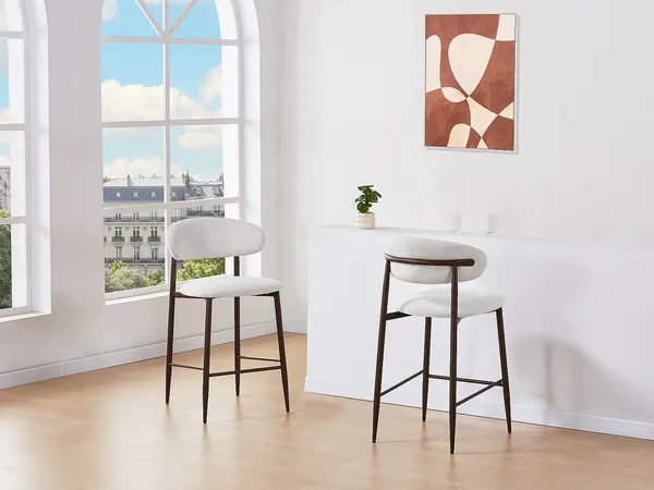 Vente-unique - ISOVAYA Barhocker Stoff Beige - B 57 cm x H 92 cm x L 51 cm