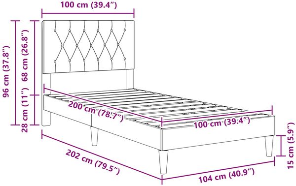 vidaXL Bettrahmen mit Kopfteil Dunkelgrün 100 x 200 cm Samt 42027645 Bild 9