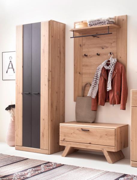 Garderobe Carvin 31 Balkeneiche Cosmos grey 3-teilig Garderobenset ohne Sitzkissen