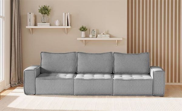 Sofa Modulsofa 3-teilig SANDE 3-Sitzer Stoff Raven Grau