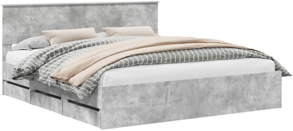 vidaXL Bettrahmen mit Kopfteil Beton Grau 180 x 200 cm Ingenieurs Holz 3407959