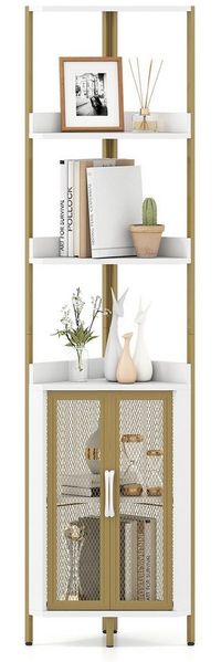 COSTWAY Standregal, Eckregal Bücherregal mit Schrank Holz 32 x 32 x 170 cm