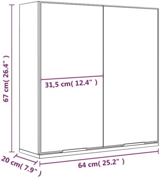 vidaXL Bad-Spiegelschrank Braun Eichen-Optik 64x20x67 cm 817068 Bild 7