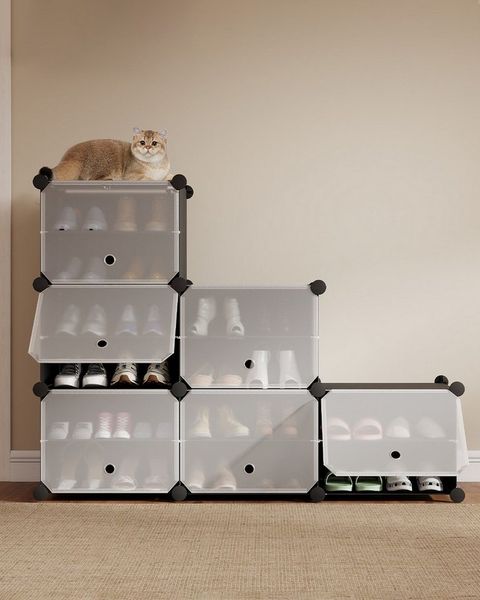 Sekey Schuhregal Schuhregal Schuhschrank Schuh-Organizer Stecksystem DIY-Regal, 1-tlg 24 Paar Schuhe Kunststoff mit Schwarz 6 Tür