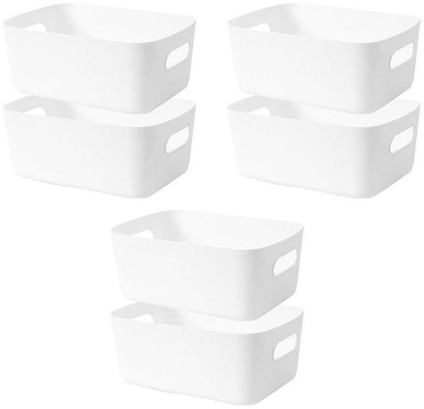 FELIXLEO Aufbewahrungsbox Aufbewahrungsbox Aufbewahrungskorb Regal Kunststoffbox (Weiß) (6 St)