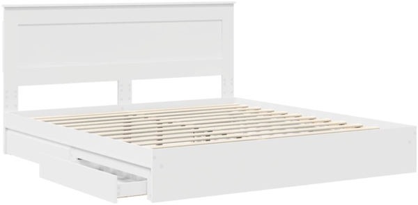 vidaXL Aufbewahrungsbett mit Kopfteil Weiß 180x200 cm Holzwerkstoff 3410224 Bild 4