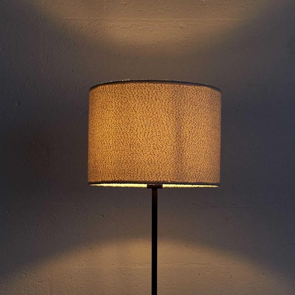 HOME DECO FACTORY, LA0084, Bouclette M1 Lampshade Floor Lamp, modern and elegant Design, ideal for Living Room or Bedroom, Easy Installation, Energy efficient, Size M, Color Black/White