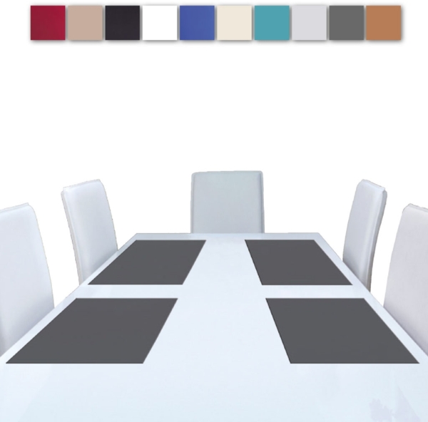 2er Set Tischsets Platzset Tischuntersetzer Platzdeckchen Tischdeko Tischmatte Essensunterlage Maße 30x45 cm, Farbe: anthrazit - dunkelgrau