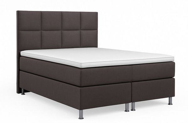 inter Boxspringbett MIAMI 140x200 cm 7-Zonen Taschenfederkern-Matratze inkl. Visco-Topper (Komplett Set), iInkl. Kopfteil, inkl. 7 Zonen Taschenfederkernmatratzen, inkl. Topper