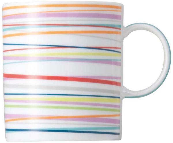 Thomas Sunny Day Becher mit Henkel, Kaffeetasse, Porzellan, Sunny Stripes / Bunt Gestreift, Spülmaschinenfest, 300 ml, 15505