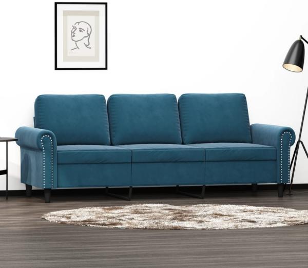 vidaXL 3-Sitzer-Sofa Blau 180 cm Samt