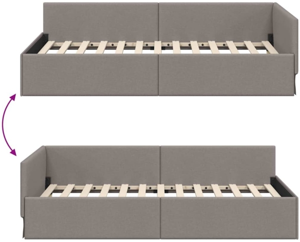 vidaXL Eckbettgestell mit Kopfteil Taupe 100 cm x 200 cm Stoff 42016056 Bild 8