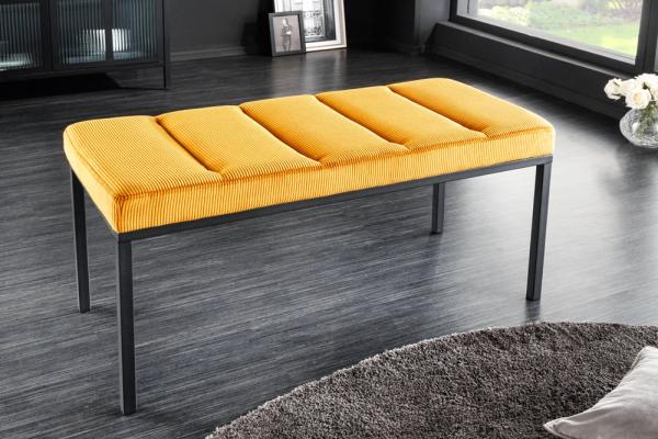 Elegante Sitzbank PLANO 80cm senf-gelb Cord schwarzes Gestell