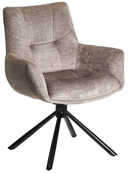 riess-ambiente Drehstuhl SIGNATURE taupe/schwarz - Samt, Metall, drehbar, mit Armlehne, modern (Einzelartikel, 1 St), 360° drehbar & mit Taschenfederkern - ideal für Esszimmer & Büro