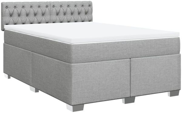 vidaXL Boxspringbett mit Matratze Hellgrau 160x200 cm Stoff 3288246 Bild 3