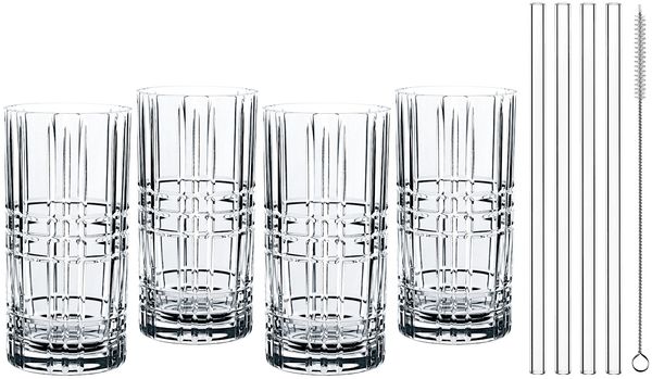 NACHTMANN 103144 TASTES GOOD Longdrinkgläser Gläser 4er Set und Glastrinkhalme