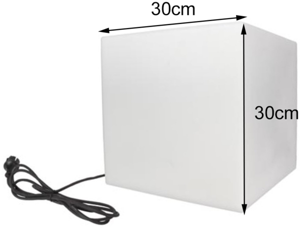 Gartenleuchte Würfel mit Erdspieß & 3m Kabel, IP65 - 30x30cm Bild 4