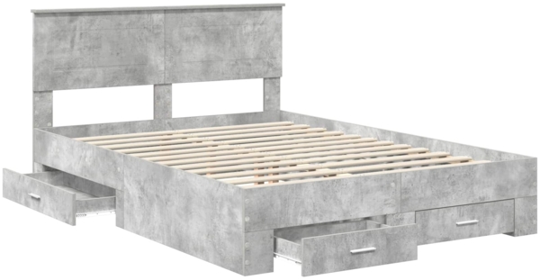 vidaXL Bettrahmen mit Kopfteil Beton Grau 140x200 cm Holzwerkstoff 3408266 Bild 4