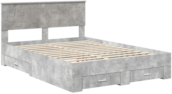 vidaXL Bettrahmen mit Kopfteil Beton Grau 140x200 cm Holzwerkstoff 3408266 Bild 3