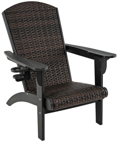 COSTWAY Gartenstuhl (1 St), Adirondack Stuhl aus HDPE, Rattan, gepolstert
