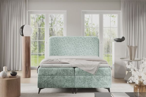 Boxspringbett Schlafzimmerbett TRIANA PREMIUM 160x220cm Stoff Trenza Mintgrün