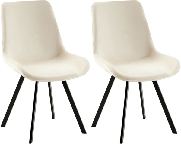 CLP 2er Set Esszimmerstuhl Lewes Samtbezug 360 Grad drehbar und gepolstert,creme