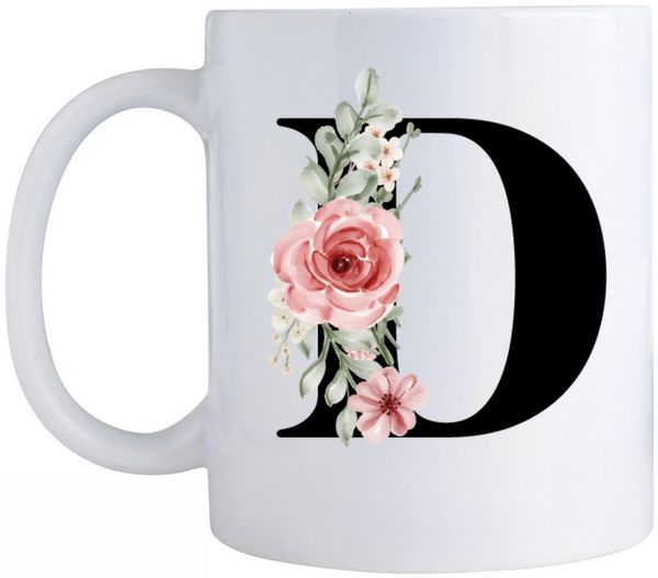 Giftandprint Tasse personalisiert mit Anfangsbuchstabe Monogramm Geburtstag Geschenk Frau, Geschenke für Frauen, Spülmaschinengeeignet, Mit Geschenkbox