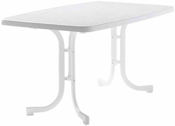 SIEGER Boulevard-Klapptisch, 150x90x72 cm, weiß Gestell aus Stahl in weiß, Tischplatte aus Mecalit®-Pro in weiß