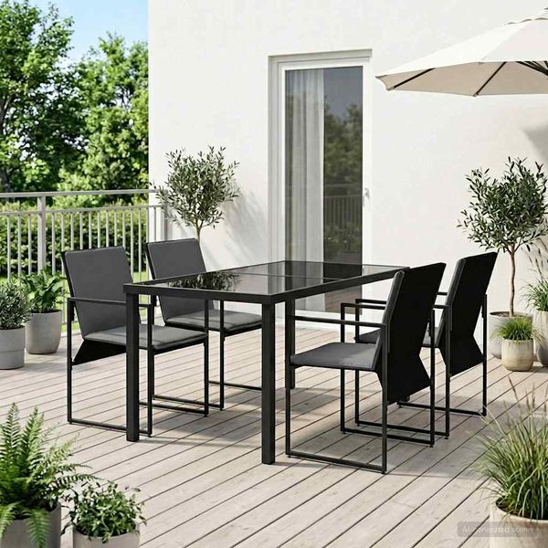 vidaXL Garten Essgruppe 5 pcs Schwarz und Anthrazit 140 x 70 x 73 cm 3448904